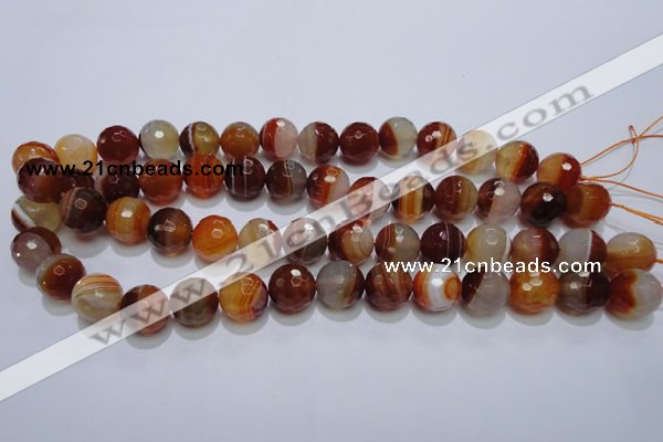 CAG2705 15.5 inches 14mm faceted round red line agate beads