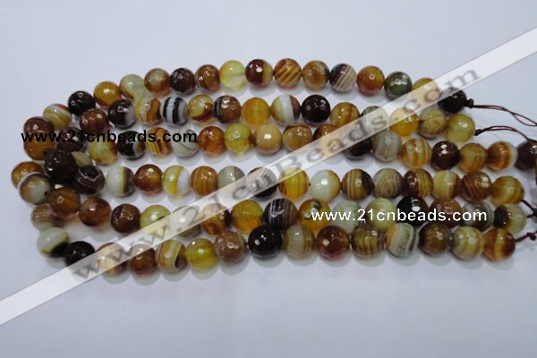 CAG2711 15.5 inches 6mm faceted round yellow line agate beads