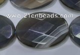 CAG2737 15.5 inches 25*35mm faceted oval grey line agate beads