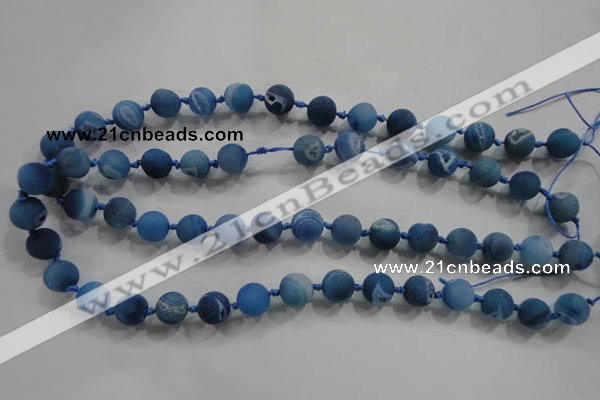 CAG2801 15.5 inches 10mm round matte druzy agate beads whholesale