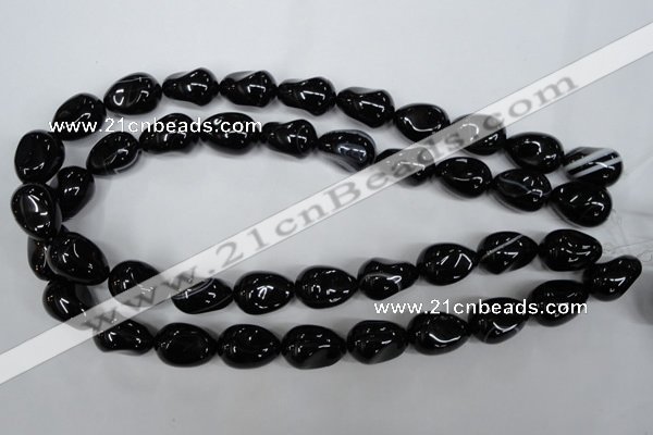 CAG2900 15.5 inches 13*18mm twisted teardrop black line agate beads