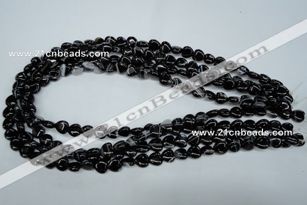 CAG2902 15.5 inches 8*8mm heart black line agate beads