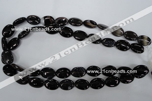 CAG2918 15.5 inches 13*18mm oval black line agate beads