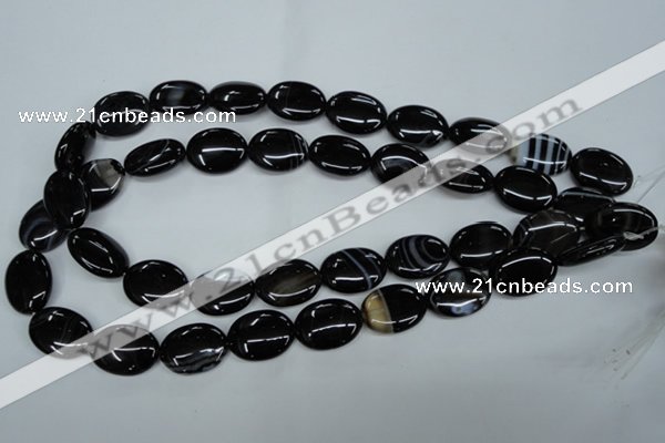 CAG2919 15.5 inches 15*20mm oval black line agate beads