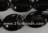 CAG2920 15.5 inches 18*25mm oval black line agate beads