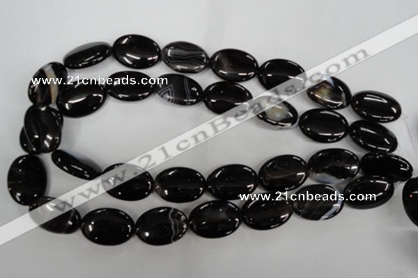 CAG2920 15.5 inches 18*25mm oval black line agate beads