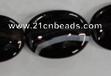 CAG2921 15.5 inches 22*30mm oval black line agate beads