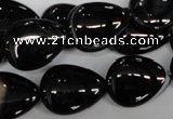 CAG2927 15.5 inches 15*20mm flat teardrop black line agate beads