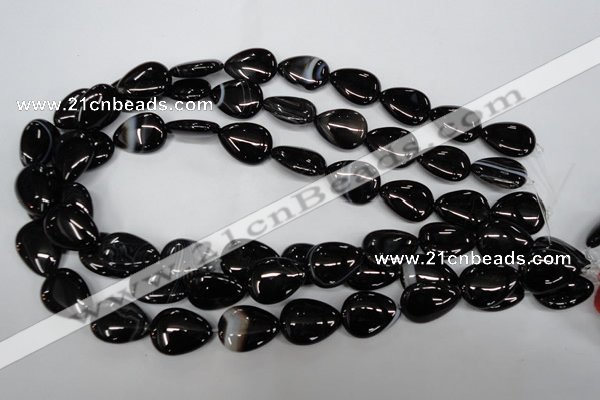 CAG2927 15.5 inches 15*20mm flat teardrop black line agate beads