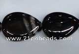 CAG2928 15.5 inches 18*25mm flat teardrop black line agate beads