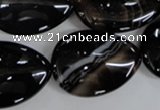 CAG2929 15.5 inches 22*30mm flat teardrop black line agate beads