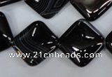 CAG2936 15.5 inches 18*18mm diamond black line agate beads