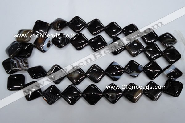 CAG2936 15.5 inches 18*18mm diamond black line agate beads