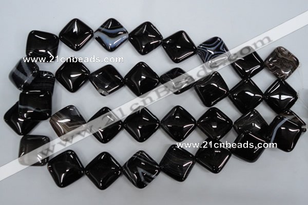 CAG2937 15.5 inches 20*20mm diamond black line agate beads