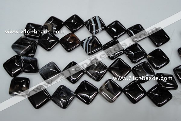 CAG2938 15.5 inches 22*22mm diamond black line agate beads