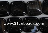 CAG2946 15.5 inches 18*18mm square black line agate beads