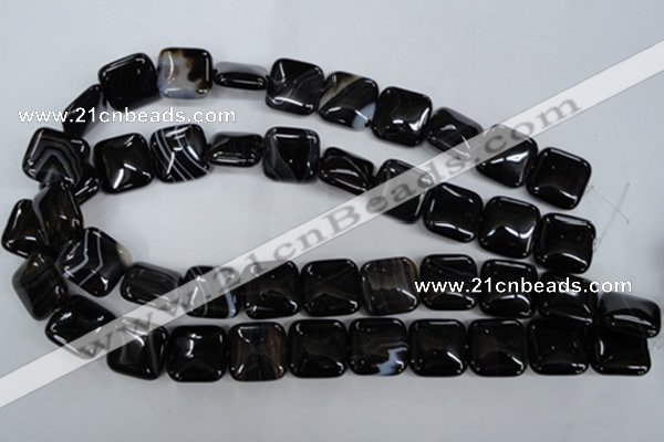 CAG2946 15.5 inches 18*18mm square black line agate beads