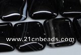 CAG2947 15.5 inches 20*20mm square black line agate beads