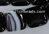 CAG2948 15.5 inches 22*22mm square black line agate beads