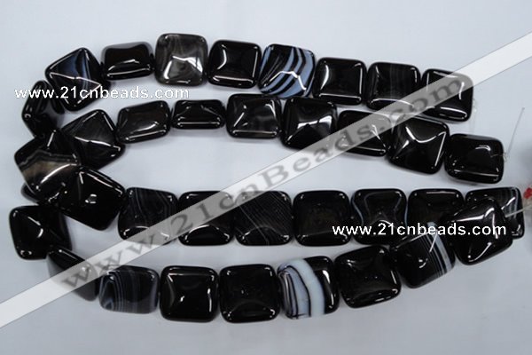 CAG2948 15.5 inches 22*22mm square black line agate beads