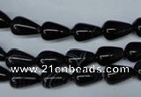 CAG2961 15.5 inches 6*10mm teardrop black line agate beads