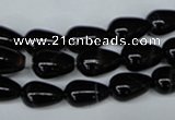 CAG2962 15.5 inches 8*12mm teardrop black line agate beads