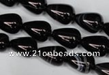 CAG2963 15.5 inches 10*14mm teardrop black line agate beads