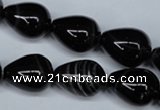 CAG2964 15.5 inches 13*18mm teardrop black line agate beads