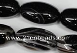 CAG2970 15.5 inches 15*30mm rice black line agate beads