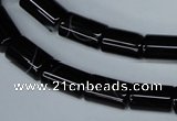 CAG2975 15.5 inches 8*14mm tube black line agate beads