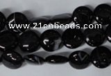 CAG2991 15.5 inches 10mm flat round black line agate beads