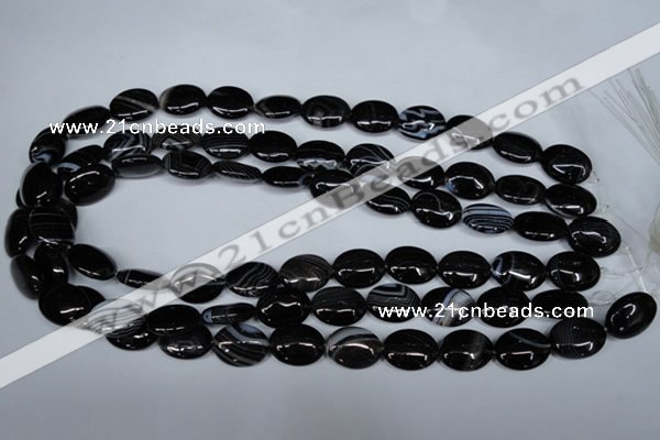 CAG3002 15.5 inches 12*16mm oval black line agate beads