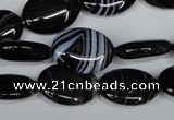 CAG3003 15.5 inches 13*18mm oval black line agate beads