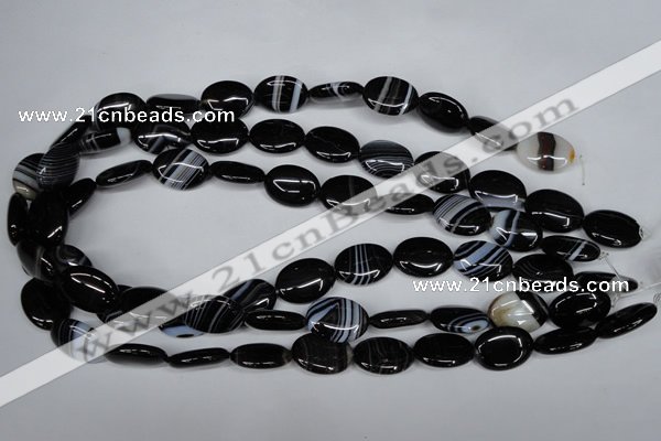 CAG3003 15.5 inches 13*18mm oval black line agate beads