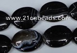 CAG3004 15.5 inches 15*20mm oval black line agate beads