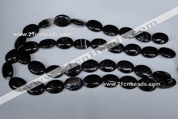 CAG3004 15.5 inches 15*20mm oval black line agate beads