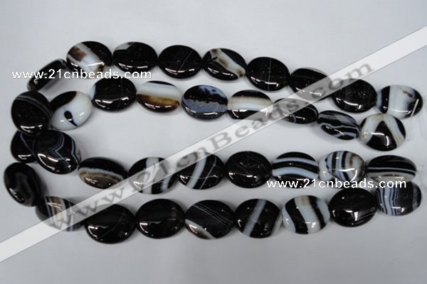 CAG3005 15.5 inches 18*22mm oval black line agate beads