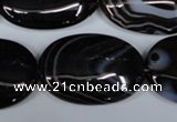 CAG3006 15.5 inches 20*30mm oval black line agate beads