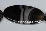 CAG3010 15.5 inches 25*50mm oval black line agate beads