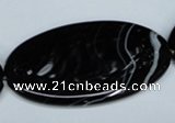 CAG3011 15.5 inches 25*50mm oval black line agate beads