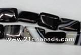 CAG3021 15.5 inches 10*14mm rectangle black line agate beads