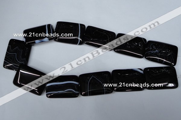 CAG3027 15.5 inches 25*35mm rectangle black line agate beads