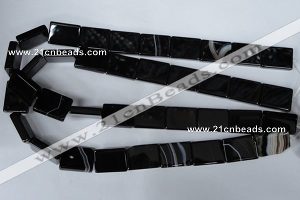 CAG3029 15.5 inches 15*20mm rectangle black line agate beads