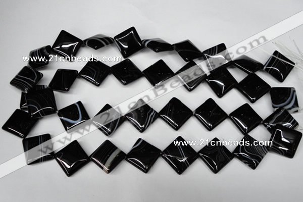 CAG3045 15.5 inches 18*18mm diamond black line agate beads