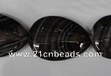 CAG3060 15.5 inches 22*30mm flat teardrop black line agate beads