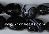 CAG3065 15.5 inches 15*20mm nuggets black line agate beads