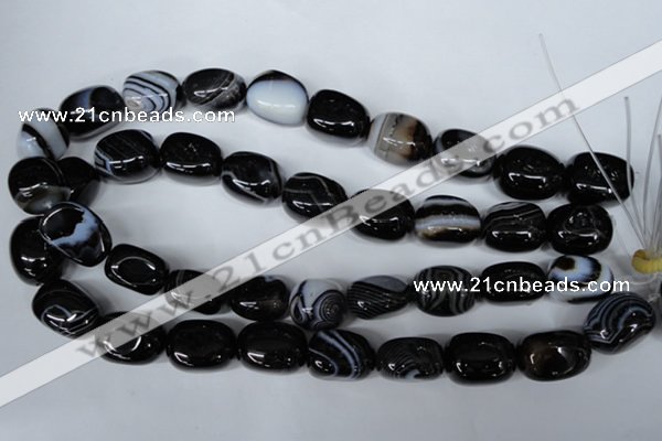 CAG3065 15.5 inches 15*20mm nuggets black line agate beads