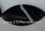 CAG3095 15.5 inches 25*50mm faceted & twisted oval black line agate beads