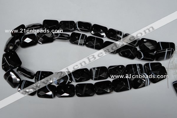 CAG3103 15.5 inches 15*20mm faceted rectangle black line agate beads