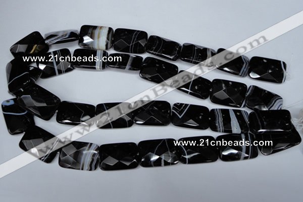 CAG3104 15.5 inches 18*25mm faceted rectangle black line agate beads